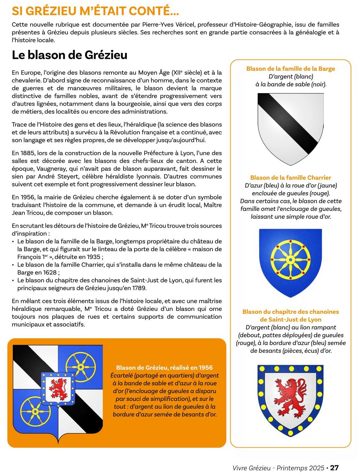 article magazine blason grezieu